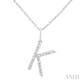 1/20 ctw Initial 'K' Round Cut Diamond Fashion Pendant With Chain in Sterling Silver